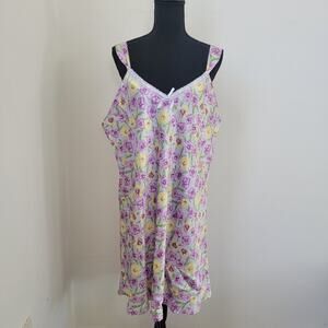 Floral Feminine Romantic Coquette 1X Satin Slip Dress Cabernet Sleepwear Fairy